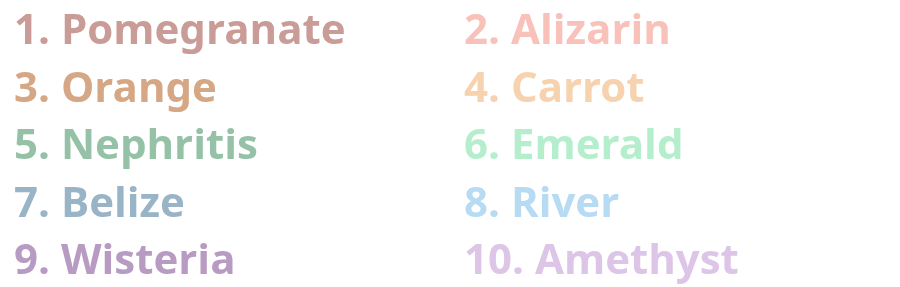 Pastel list (10 colors)