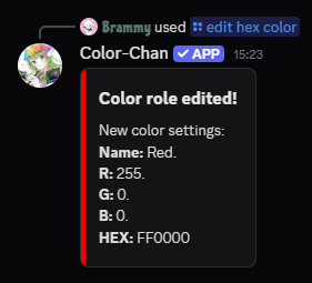 Edit hex color
